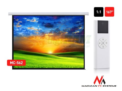 Ekran projekcyjny elektr. MC-562 167" 1:1 300x300cm sterowanie ścienne i z pilota