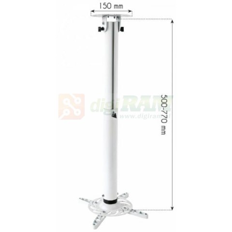 Ramię do projektora 50-77cm sufitowe, 15kg białe