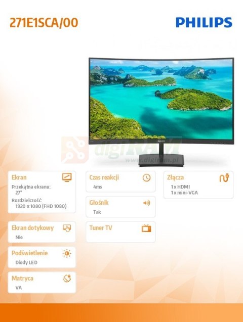 Monitor 271E1SCA 27'' Curved VA HDMI FreeSync