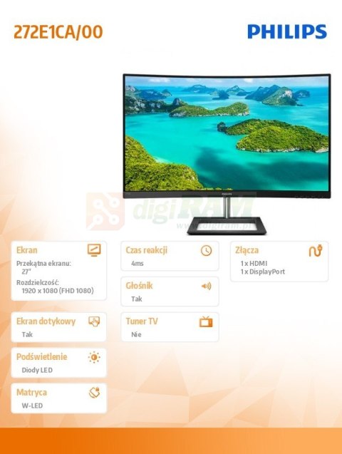 Monitor 272E1CA 27'' Curved VA HDMI FreeSync