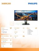 Monitor 345B1C 34'' Curved VA HDMIx2 DPx2