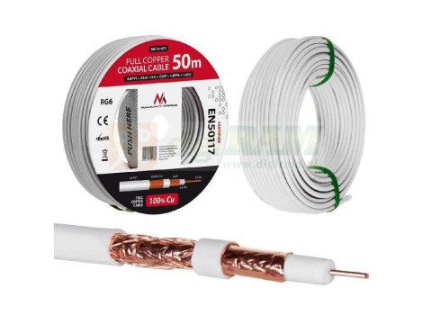 Kabel koncentryczny Maclean MCTV-471 satelitarny, antenowy RG6 50M