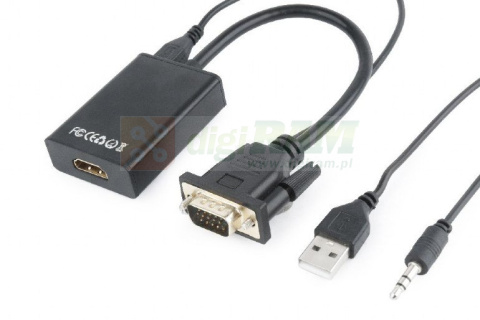 Gembird Konwerter VGA do HDMI 15 cm czarny