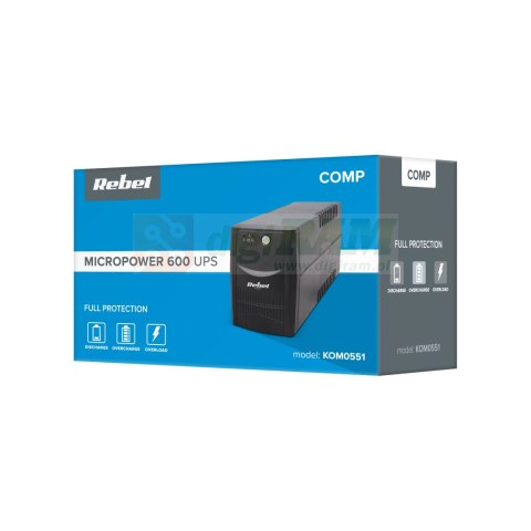 UPS REBEL model Micropower 600 ( offline, 600VA / 360W , 230 V , 50Hz )