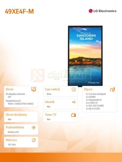 Monitor wielkoformatowy 49XE4F-M 49 cali 4000cd/m2 24/7