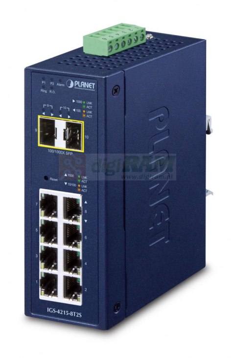 Planet IGS-4215-8T2S IP30 Industrial L2/L4 8-Port