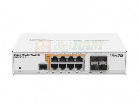 Przełącznik 8xGbE 4 xSFP PoE CRS112-8P-4S-IN
