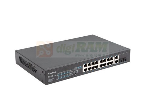 Przełącznik Switch 16X100MB POE+/2XCombo niezarządzalny rack 19 cali Gigabit Ethernet 250W
