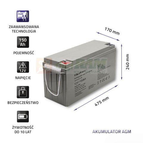 Akumulator AGM | 12V | 150Ah | max. 2250A