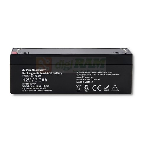 Akumulator AGM | 12V | 2.3Ah | max. 34.5A