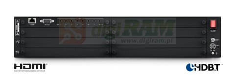 Rama Matrycy Custom Pro Hub wyposażona w 8 x modułowe zatoki, wejścia liniowe audio, PoC, HDCP 2.2 i graficzny interfejs użytkow