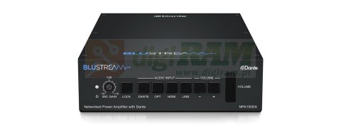 Sieciowy wzmacniacz mocy z Dante, HDMI ARC, optyczny S/PDIF, wejście mikrofonowe z zasilaniem Phantom 48V, DSP. PoE++