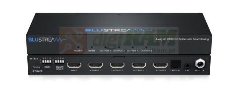 4-drożny rozdzielacz 4K HDMI 2.0 HDCP 2.2 z inteligentnym skalowaniem, przerwaniem dźwięku i zarządzaniem EDID