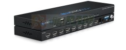 8-drożny rozdzielacz 4K HDMI 2.0 HDCP 2.2 z inteligentnym skalowaniem, przerwaniem dźwięku i zarządzaniem EDID