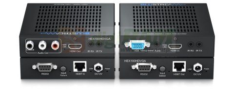 Zestaw HDBaseT™ Extender — 100m (4K do 70m), przełączalne wejścia HDMI/VGA, dwukierunkowy IR, dwukierunkowy PoC