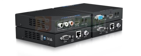 Zestaw HDBaseT™ Extender — 100m (4K do 70m), przełączalne wejścia HDMI/VGA, dwukierunkowy IR, dwukierunkowy PoC