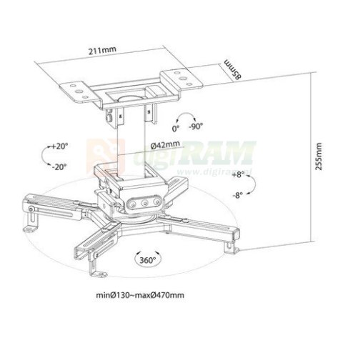 Uchwyt do projektora sufitowy CL25-530BL1