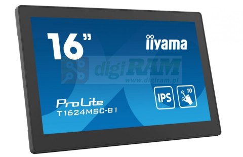 Monitor 15.6 cali T1624MSC-B1 IPS,poj.10pkt.450cd,24/7,media player,6H