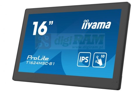 Monitor 15.6 cali T1624MSC-B1 IPS,poj.10pkt.450cd,24/7,media player,6H
