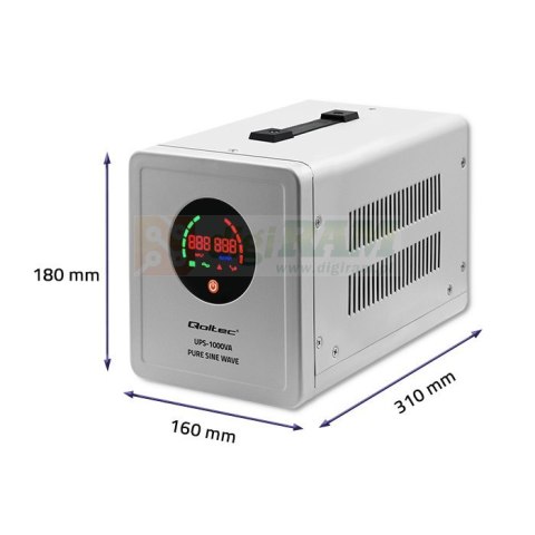 Zasilacz awaryjny Pure Sine Wave UPS | 1000VA | 700W | Szary