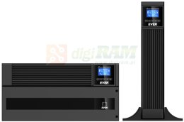 Zasilacz awaryjny UPS Ever Powerline RT PLUS 10000 VA VFI 2xC13 Sin USB RS rack/tower (BRAK BATERII)