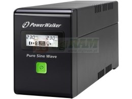Zasilacz awaryjny UPS Power Walker Line-Interactive 800VA 2xSchuko 230, czysty sinus, RJ11/45 in/out, USB, LCD