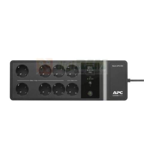 Zasilacz BE850G2-GR 850VA, 230V, porty ładowania USB typu C i A, 8 gniazd Schuko CEE 7 (2 przepięcia)