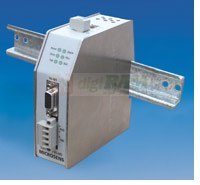 Industrial converter RS-232/V.24 onto Fiber Optics, Single Mode Laser 1310nm 15km, ST, Rail-Mounting