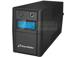 Zasilacz awaryjny UPS Power Walker Line-Interactive 850VA, 2x SCHUKO, RJ11, USB, LCD