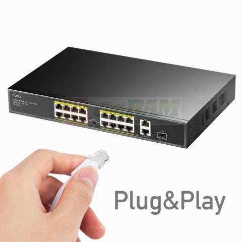 Przełącznik FS1018PS1 16xFE PoE+ 200W 1xSFP