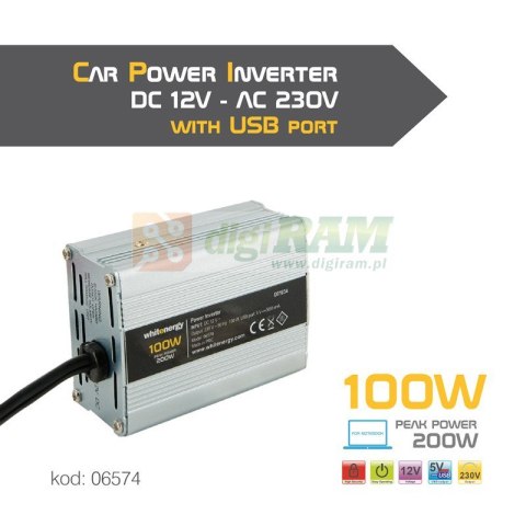 Przetwornica AC/DC 100W 12V/230V z USB 06574