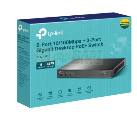 Przełącznik SL1311P 8xFE PoE+ 2xGE 1xSFP