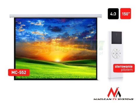 Ekran projekcyjny elektryczny MC-552 150" 300x220 4:3 ściana lub sufit