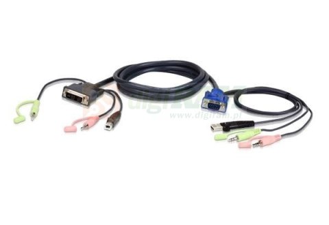 Aten 2L-7DX3U VGA USB to DVI KVM Cable 3m