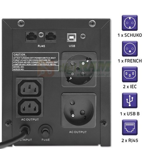 Zasilacz awaryjny UPS | Monolith | 1500VA | 900W | LCD | USB