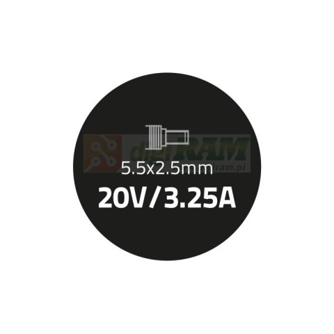 Zasilacz do laptopa 65W | 20V | 3.25A | 5.5*2.5