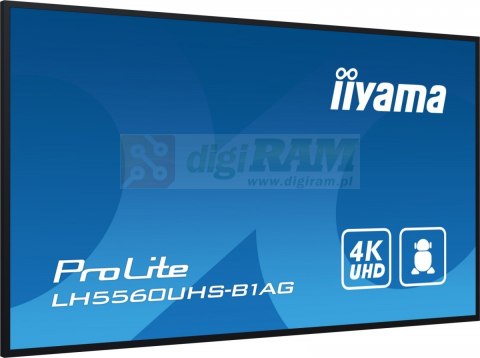 Monitor wielkoformatowy 43 cale LH5560UHS-B1AG matowy 24h/7 500(cd/m2) VA 3840 x 2160 UHD(4K) Android.11 Wifi CMS(iiSignage2)