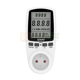 Watomierz kalkulator energii z wyświetlaczem LCD Savio AE-01, 16A, 3680W