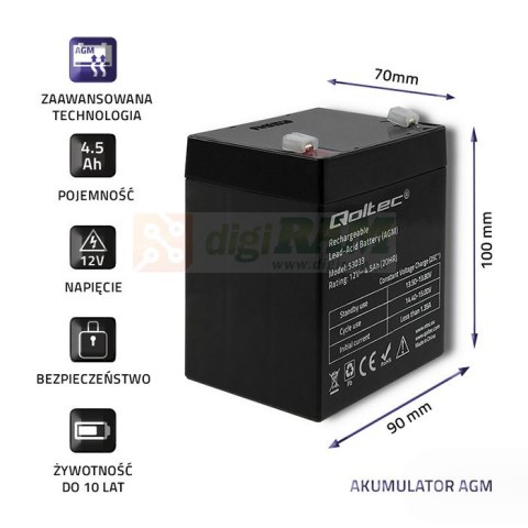 Akumulator AGM | 12V | 4.5Ah | max.1.35A
