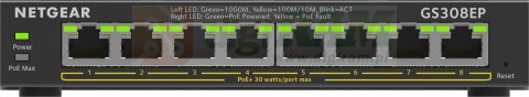 Netgear Switch 8PT PLUS SWCH W/ POE+ GS308EP-100PES