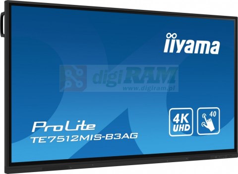 Monitor 75 cali ProLite TE7512MIS-B3 AG,INFRARED,40pkt,IPS,4K