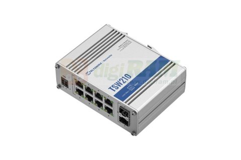 Przełącznik niezarządzalny TSW210 Switch 2xSFP 8xPoE+ 8xGbE DIN RAIL Back Panel