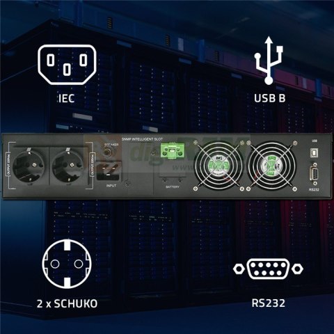 Zasilacz awaryjny UPS do RACK | 2.4kVA | 2400W | Power Factor 1.0| LCD | On-line