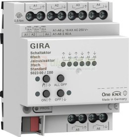 GIRA aktor przekaźnikowy/żaluzjowy 6x/3x 16 A standard KNX ONE 502300
