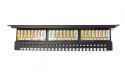 Panel krosowy 19'' 24x RJ45, LSA poziom, kat.6, ekranowany, 1U, czarny,prowadnica kabli,pola opisowe