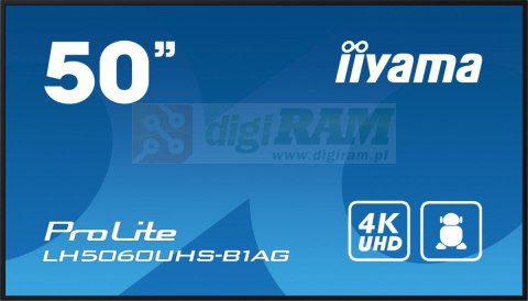 Monitor wielkoformatowy 49.5 cala LH5060UHS-B1AG matowy 24h/7 500(cd/m2) VA 3840 x 2160 UHD(4K) Android.11 Wifi CMS(iiSignage2)