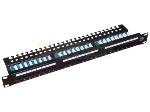 Patch panel A-LAN z półką, czarny PK013 (1U; 19"; kat. 5e; UTP; 24xRJ-45)