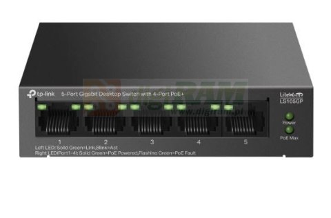 Przełącznik 5xGE PoE+ LS105GP