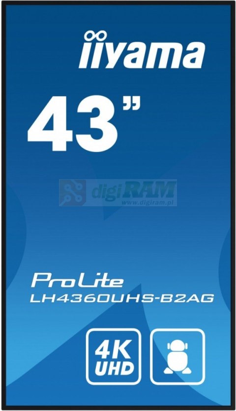 Monitor 43 LH4360UHS-B2A 24/7, 500cd, 4K, VA, Wifi, 6.5ms, 3xHDMI, 2xUSBR, J45, RS-232C