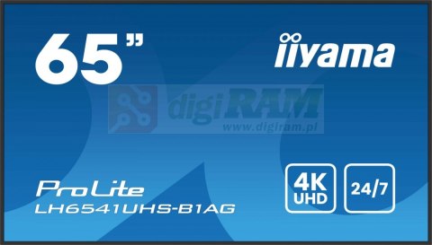 Monitor 65 cali LH6541UHS-B1AG VA,4K,24/7,LAN,USB,HDMI,500cd/m2, Haze(25%),2x10W,Pion/Poziom